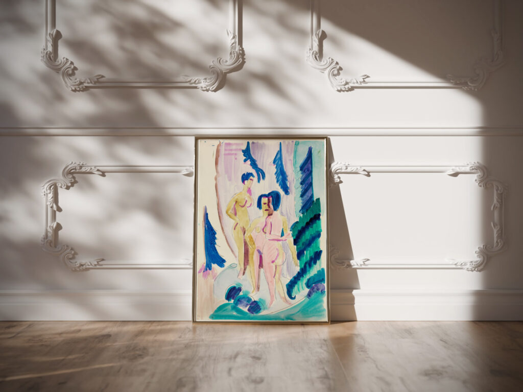 Drei Akte im Bergwald ca 1928 Ernst Ludwig Kirchner video mockup