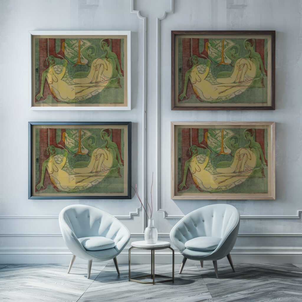 Drei Akte im Walde 1933 Ernst Ludwig Kirchner framed posters mockup