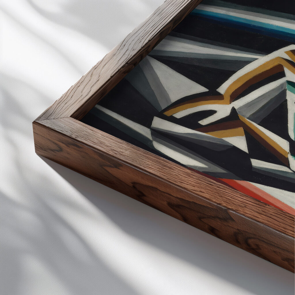Drei Figuren 1922 Arthur Segal close up dark wood mockup