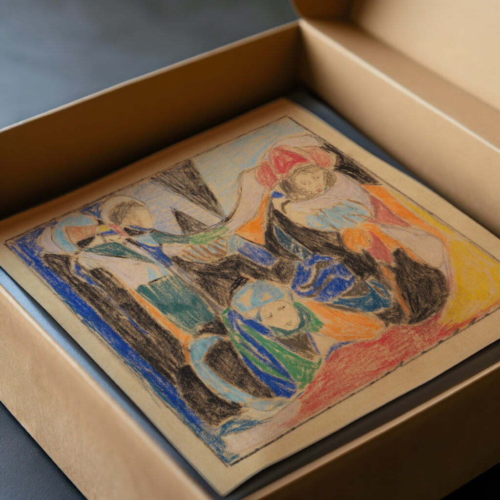 Drei Figuren in Landschaft 1920 Adolf Holzel video mockup