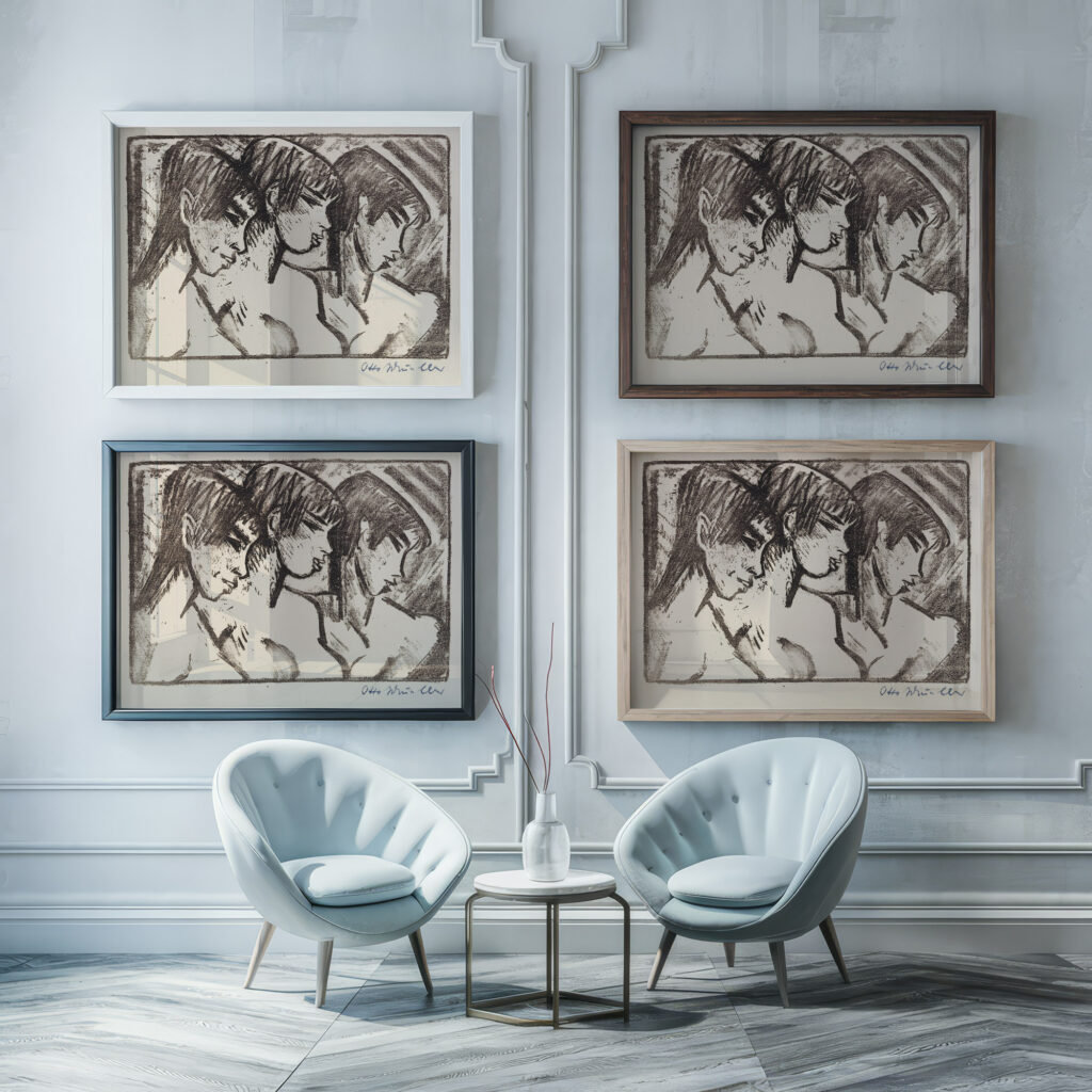 Drei Madchen im Profil 1921 Otto Mueller framed posters mockup