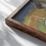 Drie paarden in een landschap 1918 Leo Gestel close up dark wood mockup