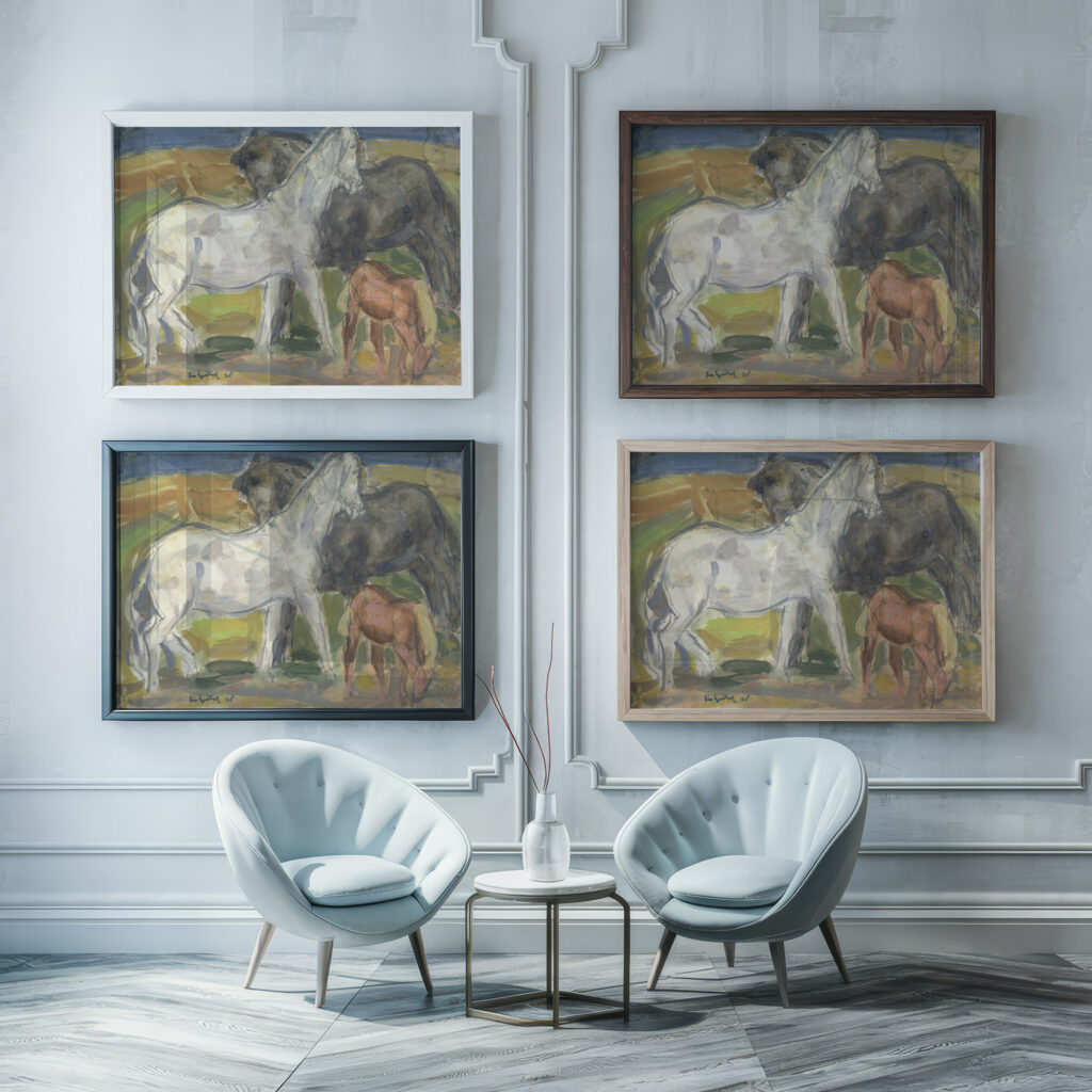 Drie paarden in een landschap 1918 Leo Gestel framed posters mockup