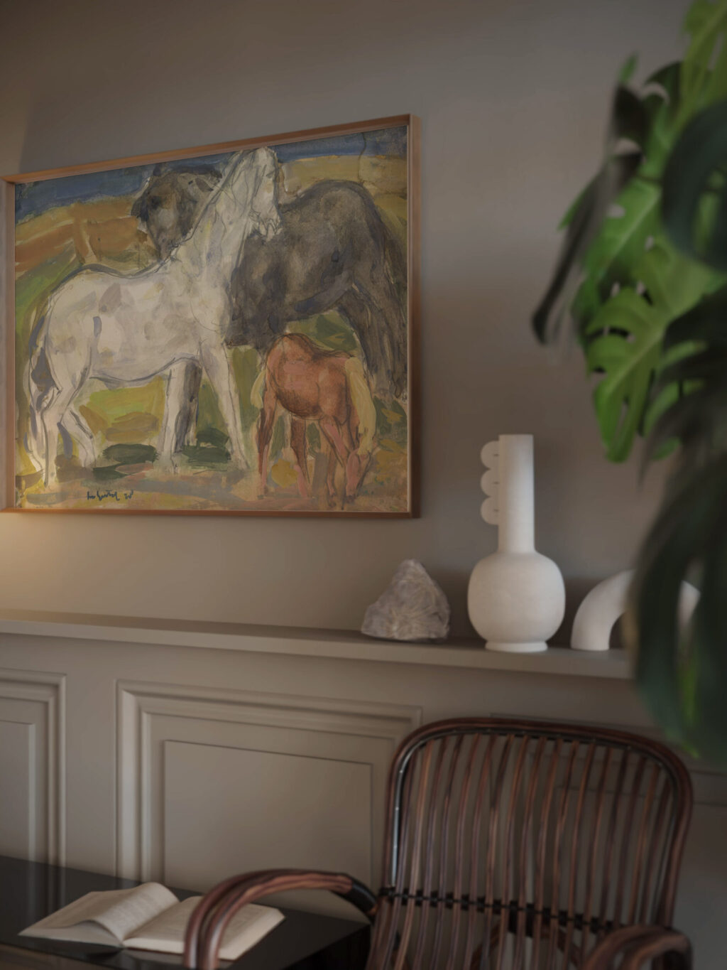 Drie paarden in een landschap 1918 Leo Gestel video mockup