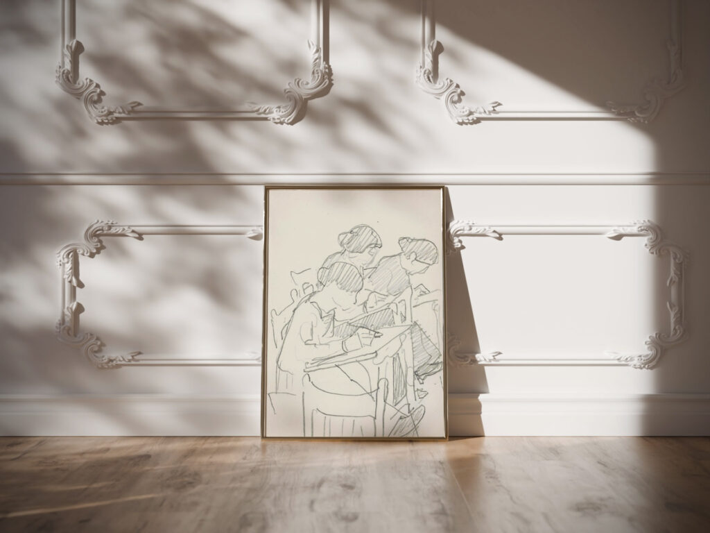 Drie vrouwen in een tekenklas 1906 Reijer Stolk video mockup