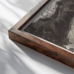 Duif in storm 1874 Carel Adolph Lion Cachet close up dark wood mockup