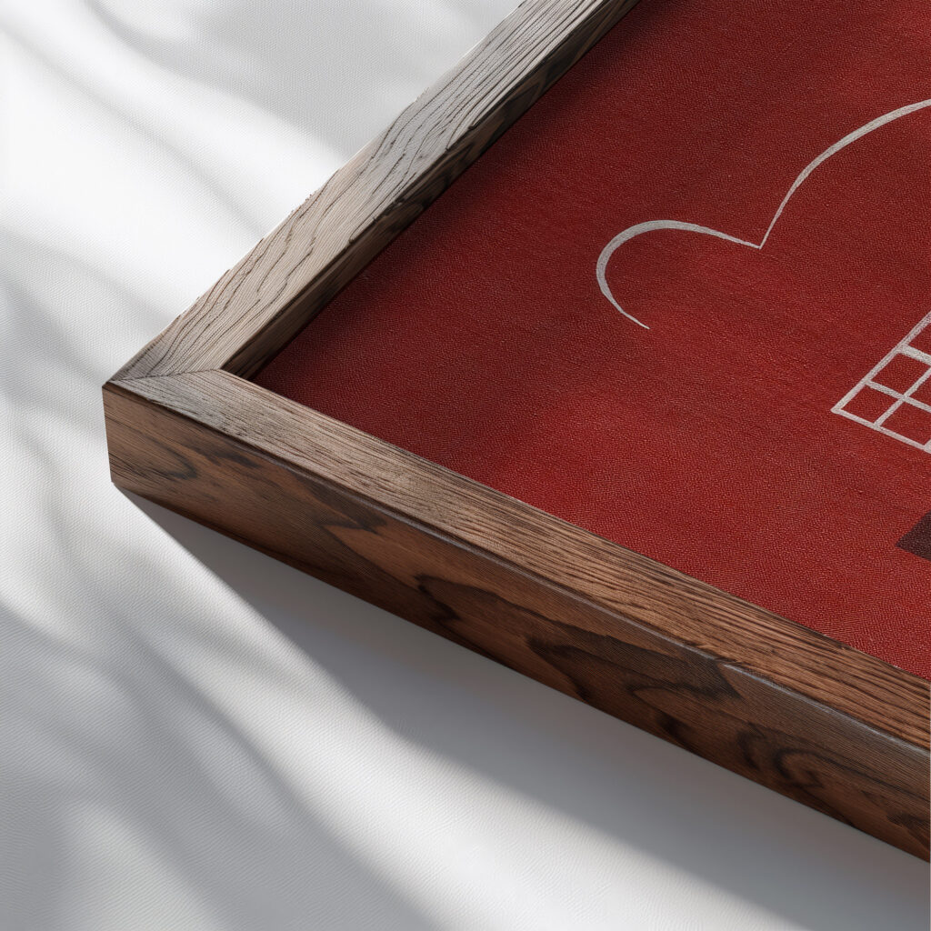 Dumpfes Rot 1927 Wassily Kandinsky close up dark wood mockup