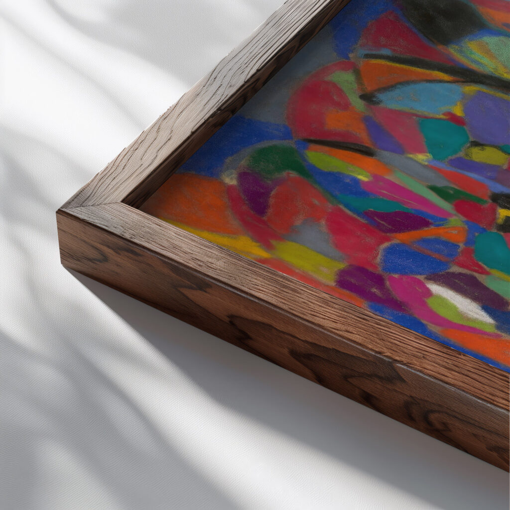 Dynamische Kreisrhythmen Circa 1930 Adolf Holzel close up dark wood mockup