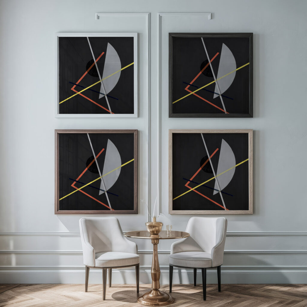 E IV Konstruktion VII ca 1922 Laszlo Moholy Nagy framed posters mockup