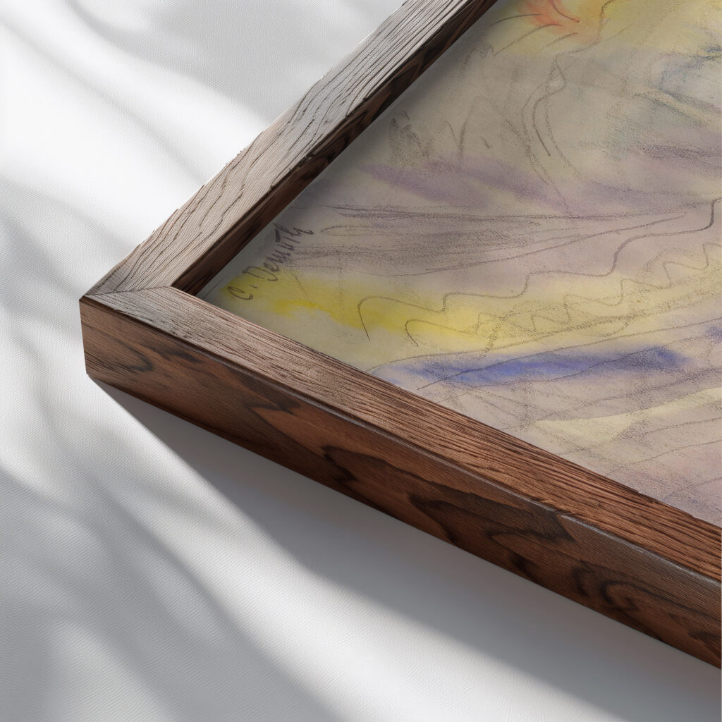 Early Landscape 1914 Charles Demuth close up dark wood mockup