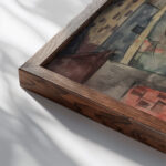 Edge of the Village Fabrikstadt before 1922 Albert Bloch close up dark wood mockup