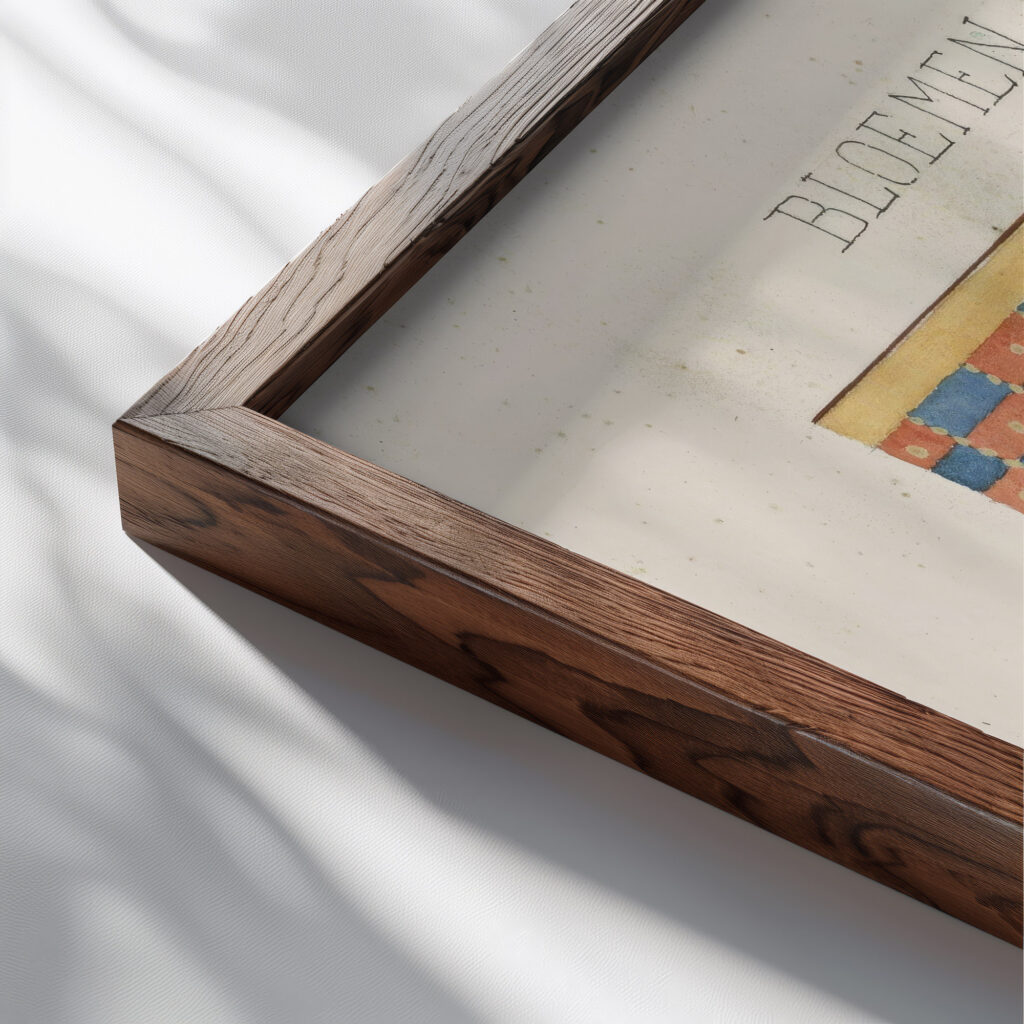 Egyptisch bloemenfries 1890 Johanna van de Kamer close up dark wood mockup