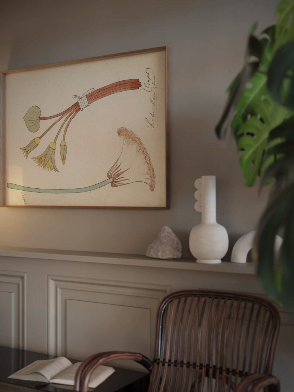 Egyptisch ornament met lotusbloem en knop 1890 Johanna van de Kamer video mockup