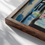 Ein Hauschen mit Blumenfenstern 1930 Ernst Ludwig Kirchner close up dark wood mockup