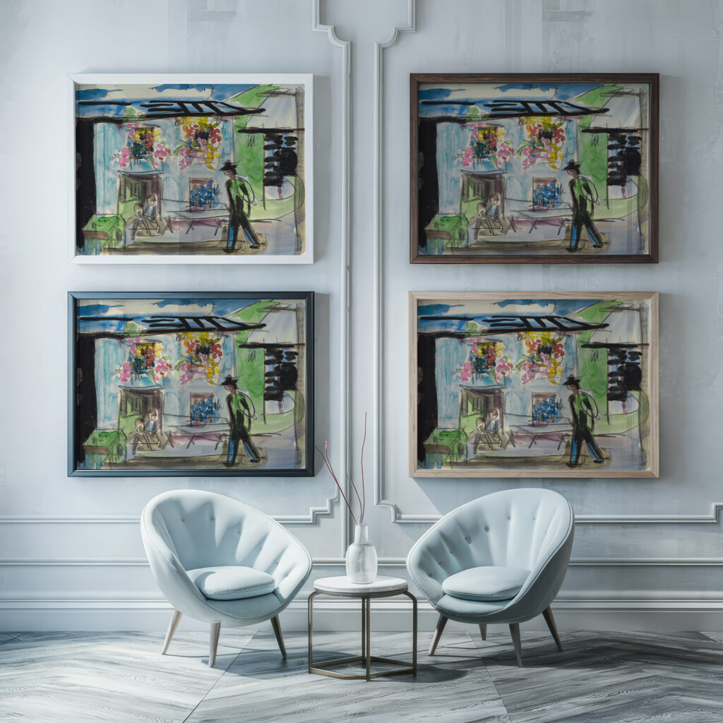 Ein Hauschen mit Blumenfenstern 1930 Ernst Ludwig Kirchner framed posters mockup