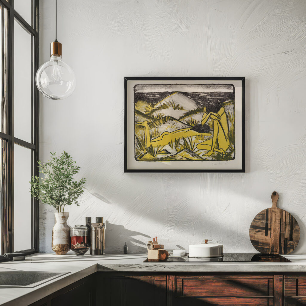 Ein in Dunen sitzendes und ein liegendes Madchen Zwei Madchen in den Dunen Sylt 1920 1924 Otto Mueller 6 mockup