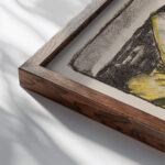 Ein in Dunen sitzendes und ein liegendes Madchen Zwei Madchen in den Dunen Sylt 1920 1924 Otto Mueller close up dark wood mockup