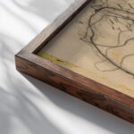 Eisenbahn Kinderzeichnung CA 1895 Egon Schiele close up dark wood mockup