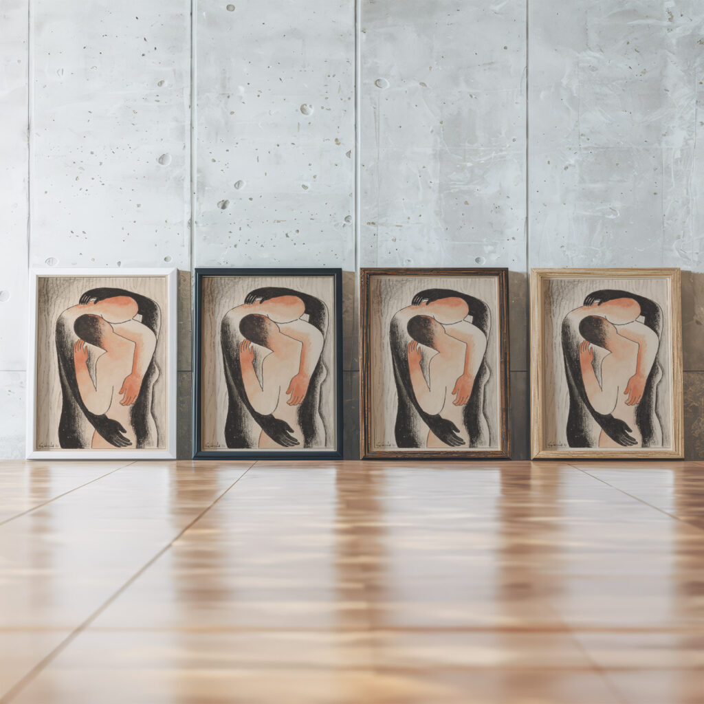 Embrace 1930 Mikulas Galanda framed posters mockup