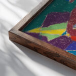 Engel auf rotem Fond 1925 Adolf Holzel close up dark wood mockup