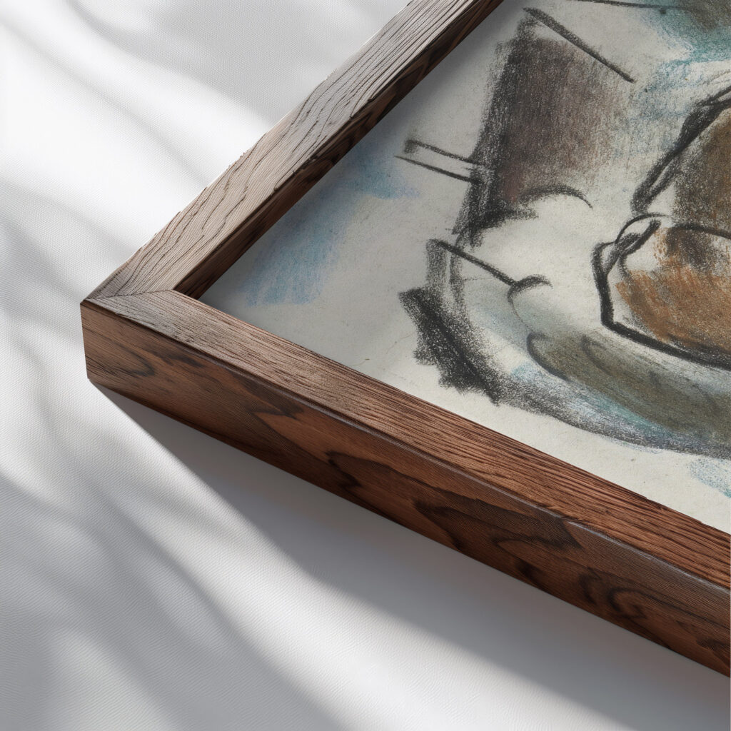 Enkele koeien in een landschap 1891 Leo Gestel close up dark wood mockup