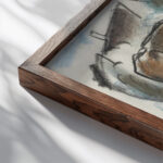 Enkele koeien in een landschap 1891 Leo Gestel close up dark wood mockup