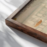 Entwurf zu einem Kriegsschiff Spielzeug ca 1905 Egon Schiele close up dark wood mockup