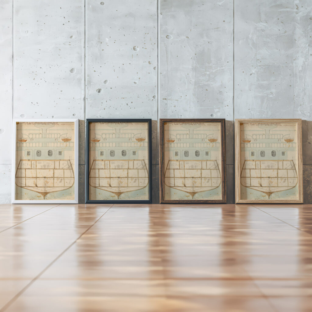 Entwurf zu einem Kriegsschiff Spielzeug ca 1905 Egon Schiele framed posters mockup