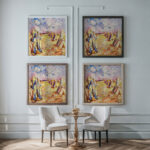 Erntefeld 1912 Peter August Bockstiegel framed posters mockup