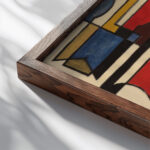 Estructura con formas trabadas 1933 Joaquin Torres Garcia close up dark wood mockup