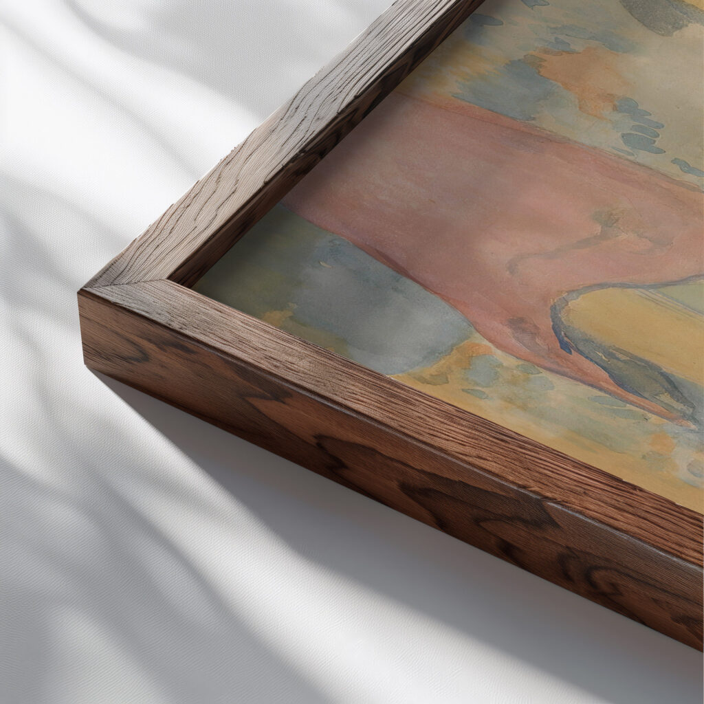 Etudes De Femmes Et Cheval Paul Gauguin close up dark wood mockup