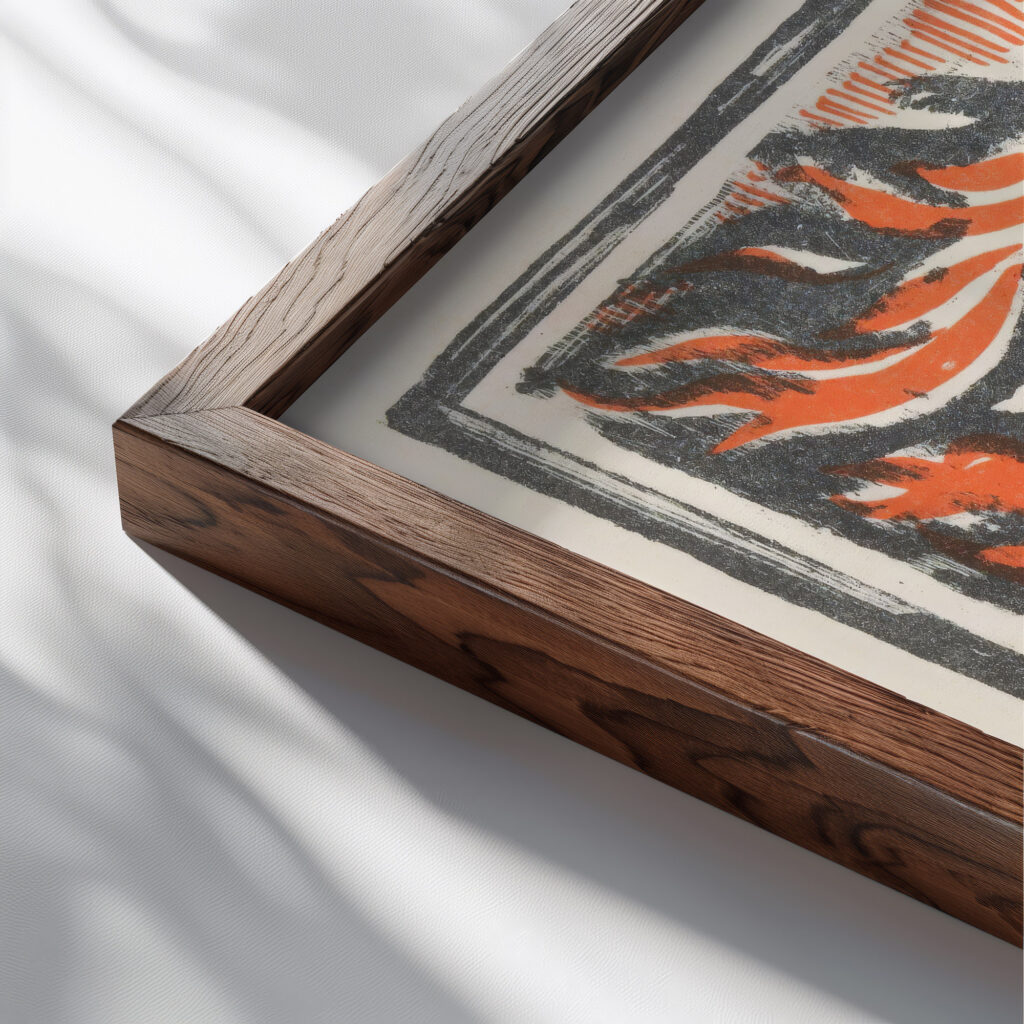 Ex libris van Carel Lion Cachet 1932 Carel Adolph Lion Cachet close up dark wood mockup