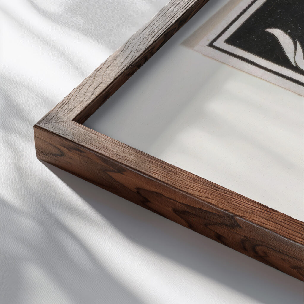 Ex libris van Carel Lion Cachet 1941 Carel Adolph Lion Cachet close up dark wood mockup