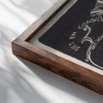 Ex libris van D. Goedkoop 1917 Carel Adolph Lion Cachet 1 close up dark wood mockup