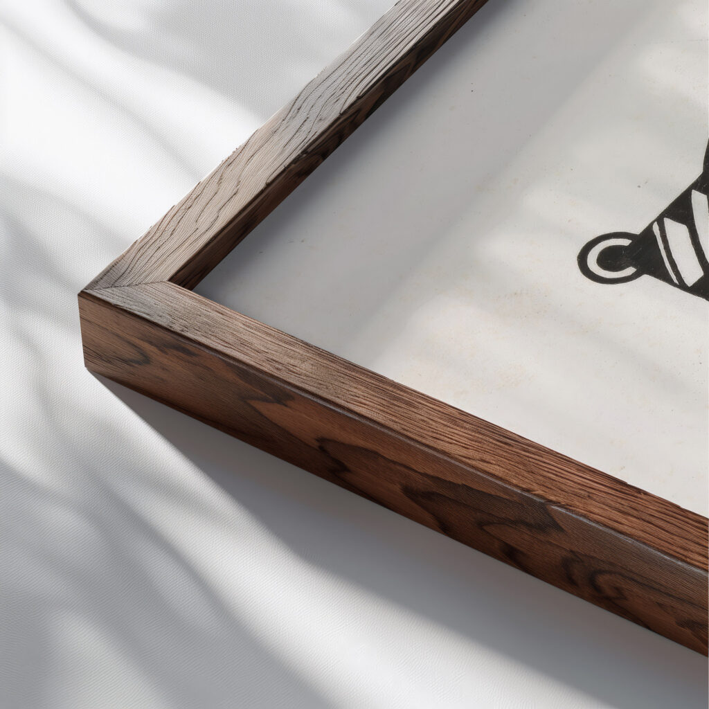 Ex libris van JFN 1910 Samuel Jessurun de Mesquita close up dark wood mockup