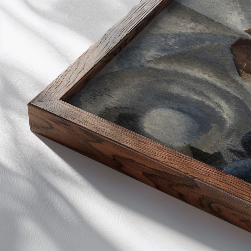 Expansion of the Plastic Forces of a Village 1913 Antonio Marasco close up dark wood mockup