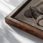 Extract from the Series ‘The Man with the Stone 1922 Alfred Ost close up dark wood mockup