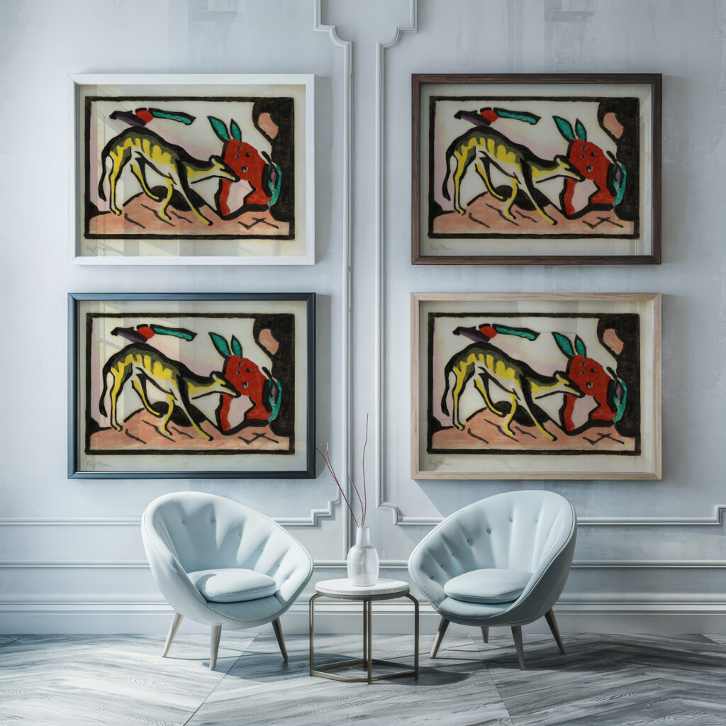 Fabeltier 1912 Franz Marc framed posters mockup
