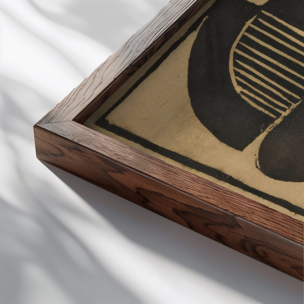 Face From Cinema Josef Capek close up dark wood mockup