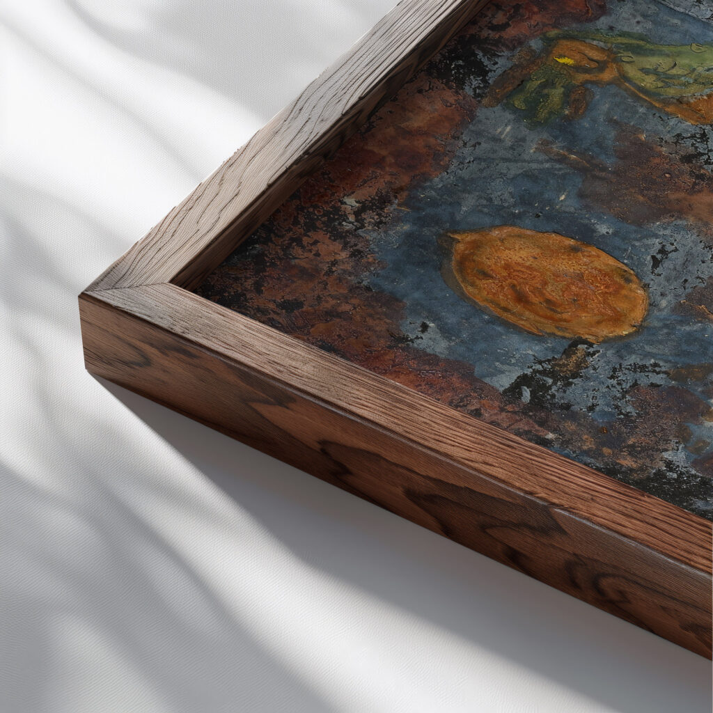 Fairy tale of the north 1930 Paul Klee close up dark wood mockup