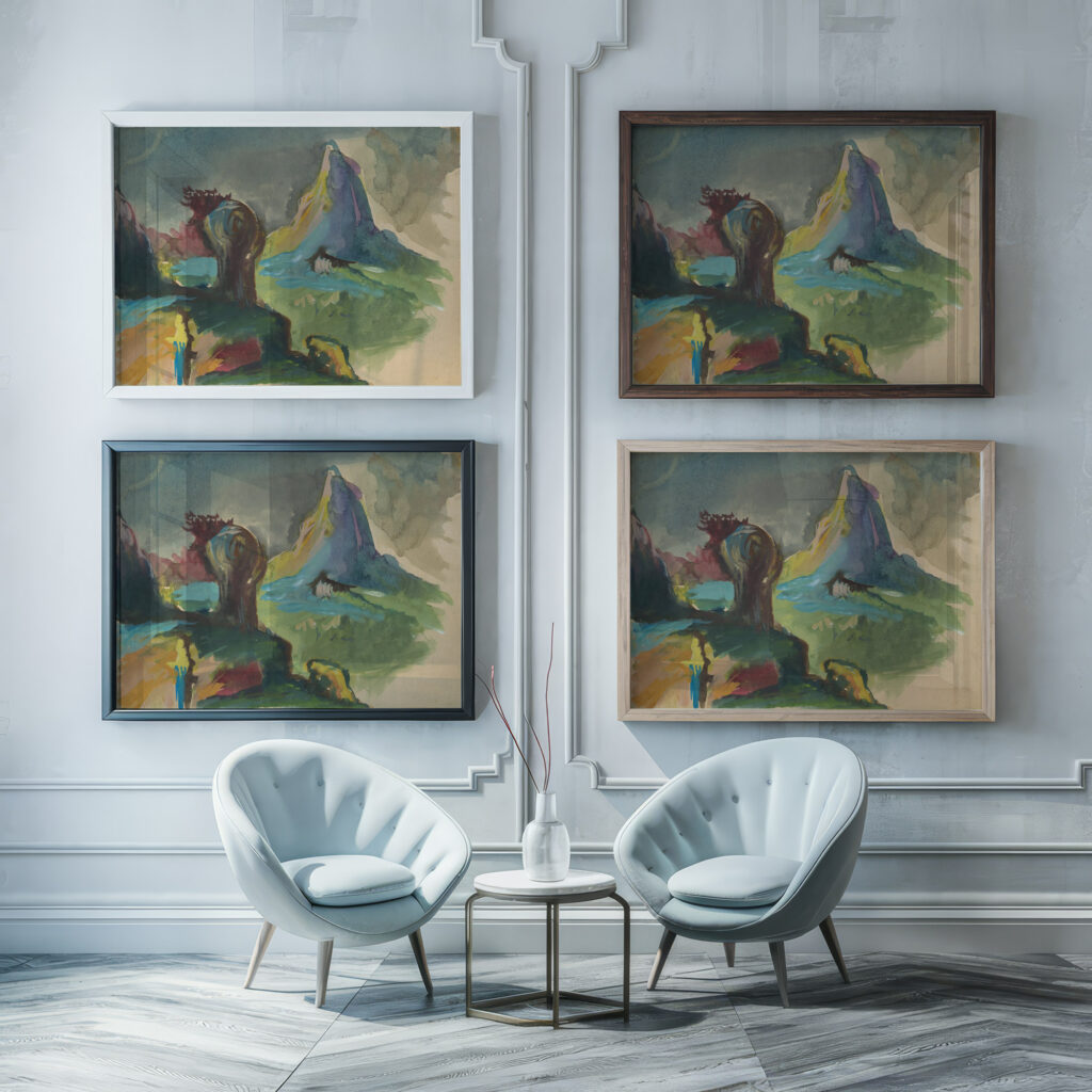 Fairytale Landscape David and Goliath Jan Novak framed posters mockup