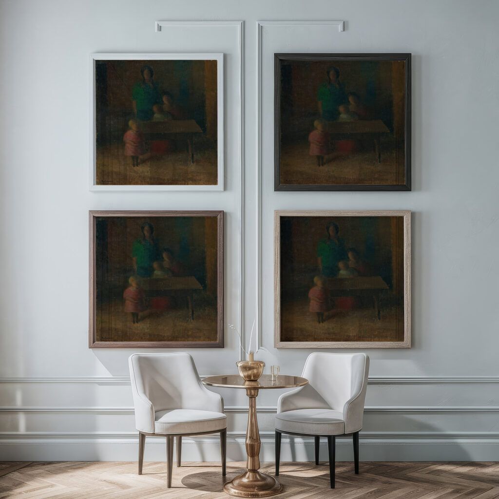 Familie Am Tisch 1924 Johann von Tscharner framed posters mockup