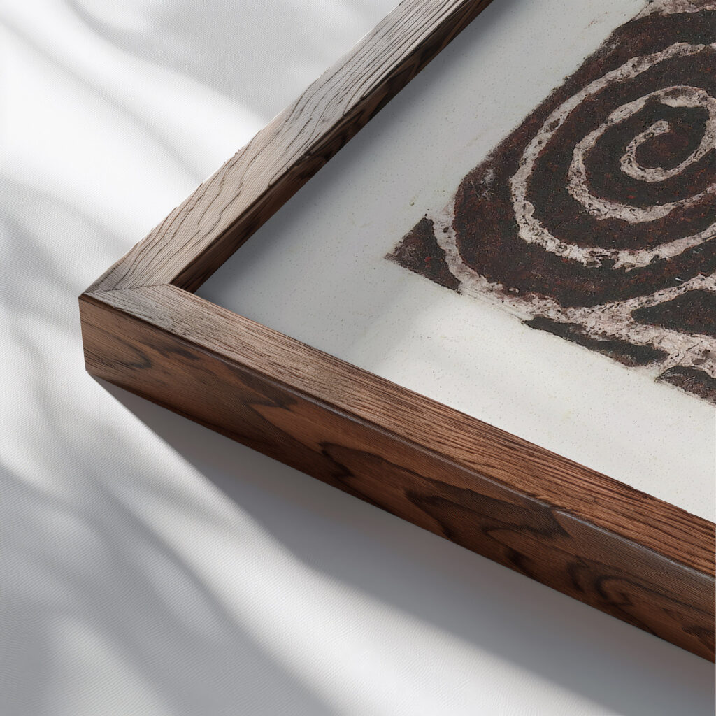 Fantasie in rood 1937 1969 Yo Sugano close up dark wood mockup