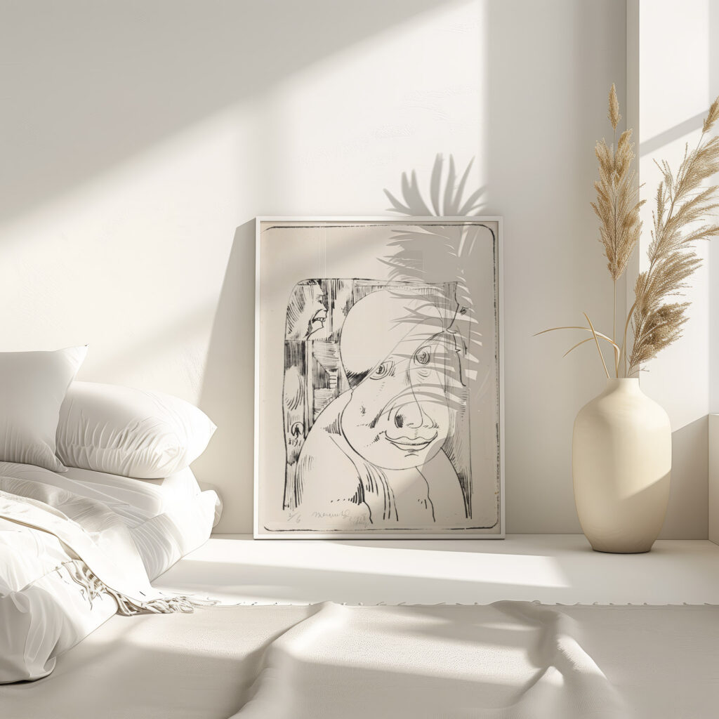 Fantasie mannenkop met scheve muts half over het rechteroog 1918 08 Samuel Jessurun de Mesquita 4 mockup