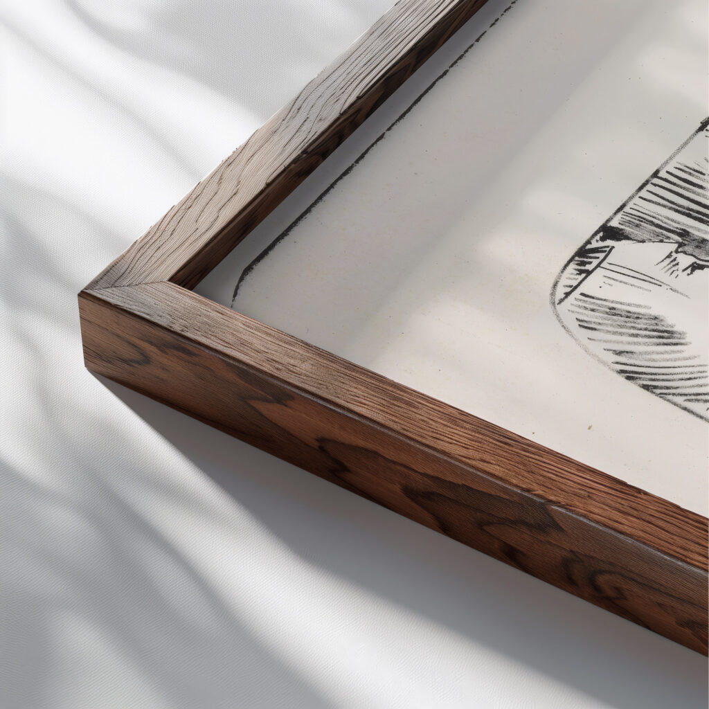 Fantasie mannenkop met scheve muts half over het rechteroog 1918 08 Samuel Jessurun de Mesquita close up dark wood mockup