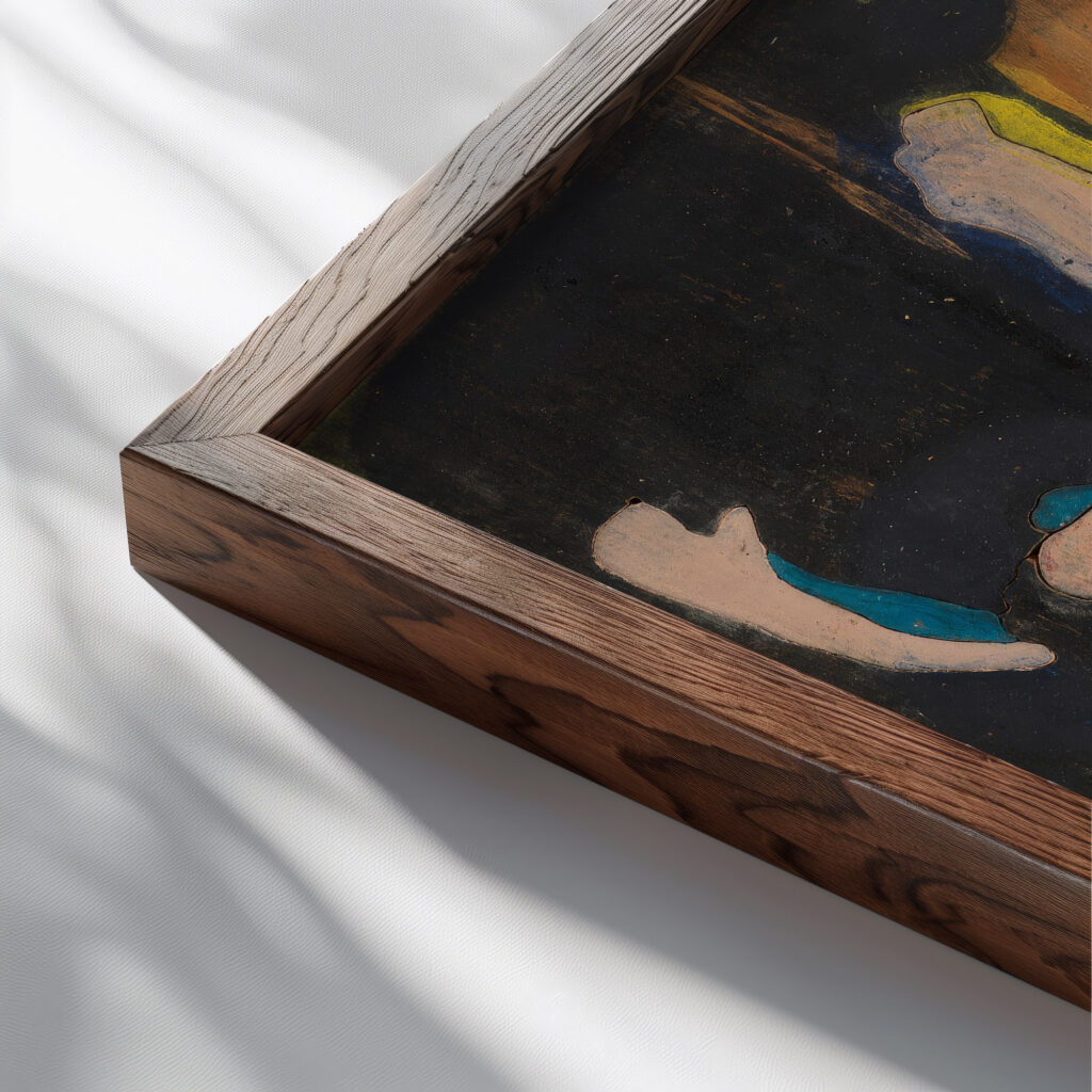 Farbentanz Farbstock II 1933 Ernst Ludwig Kirchner close up dark wood mockup