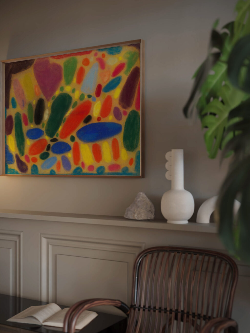 Farbkomposition mit Rund und Ovalformen 1933 Adolf Holzel video mockup