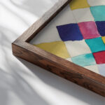 Farbstudie mit Rauten 1913 Wassily Kandinsky close up dark wood mockup