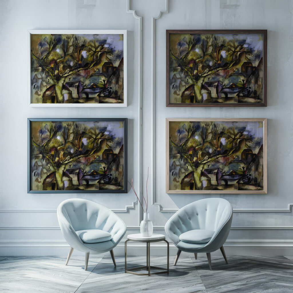 Farm piece evening 1936 Frances Hodgkins framed posters mockup