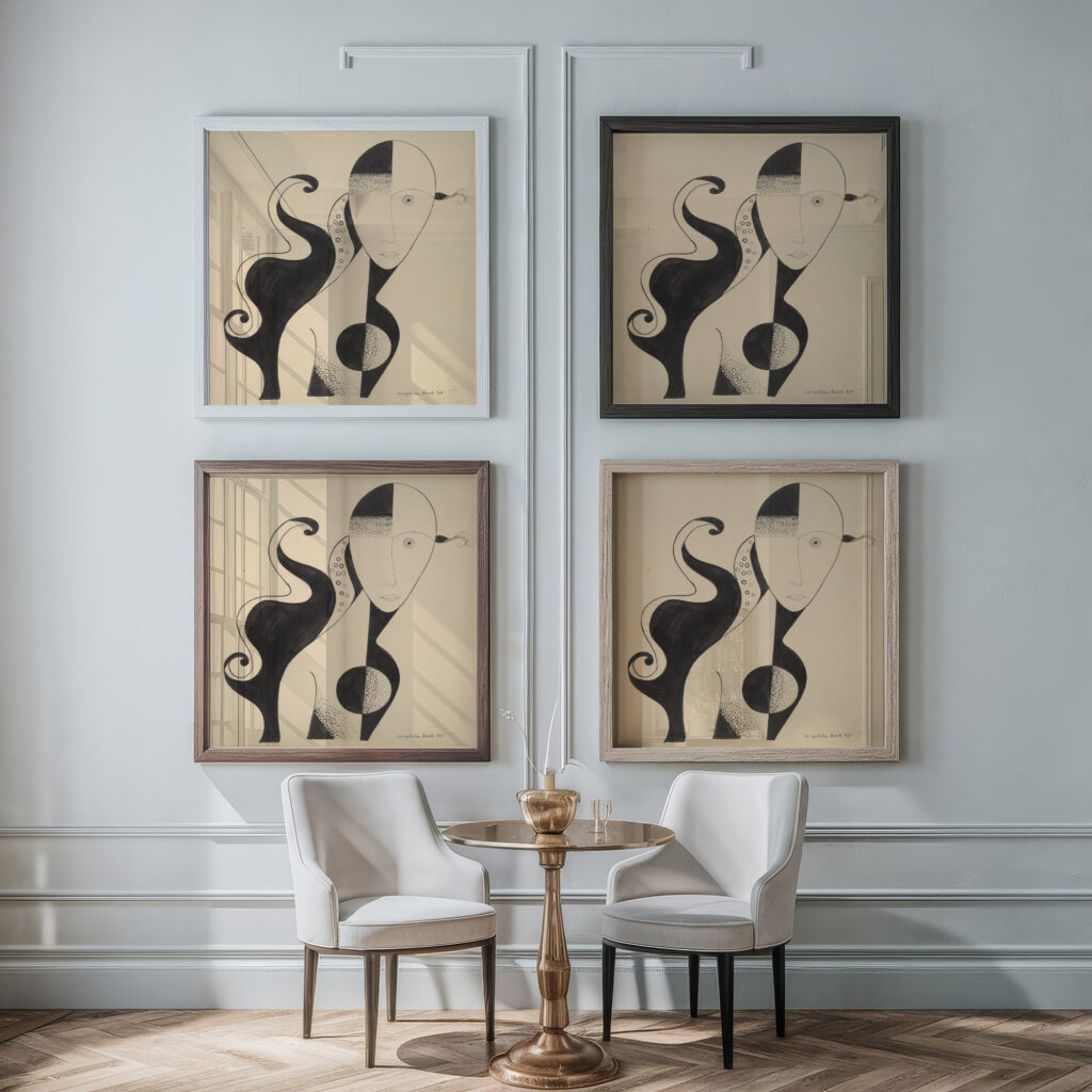 Female Bust 1920 Angelika Hoerle framed posters mockup